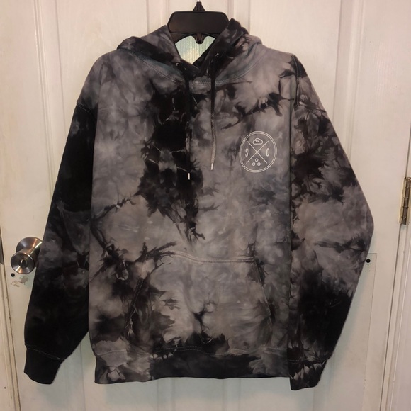 Sand Cloud Tops - Sand Cloud Black and White/Gray Tie Dye Hoodie
